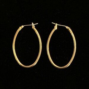 14kt Yellow Gold Oblong Hoop Earrings